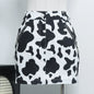 A-Line Skirt with Cow Pattern High Waist Design