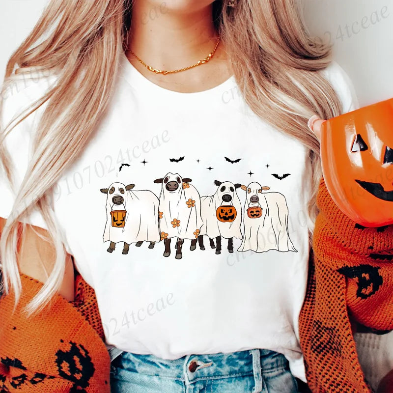 Cow Halloween Print Women's T-Shirt