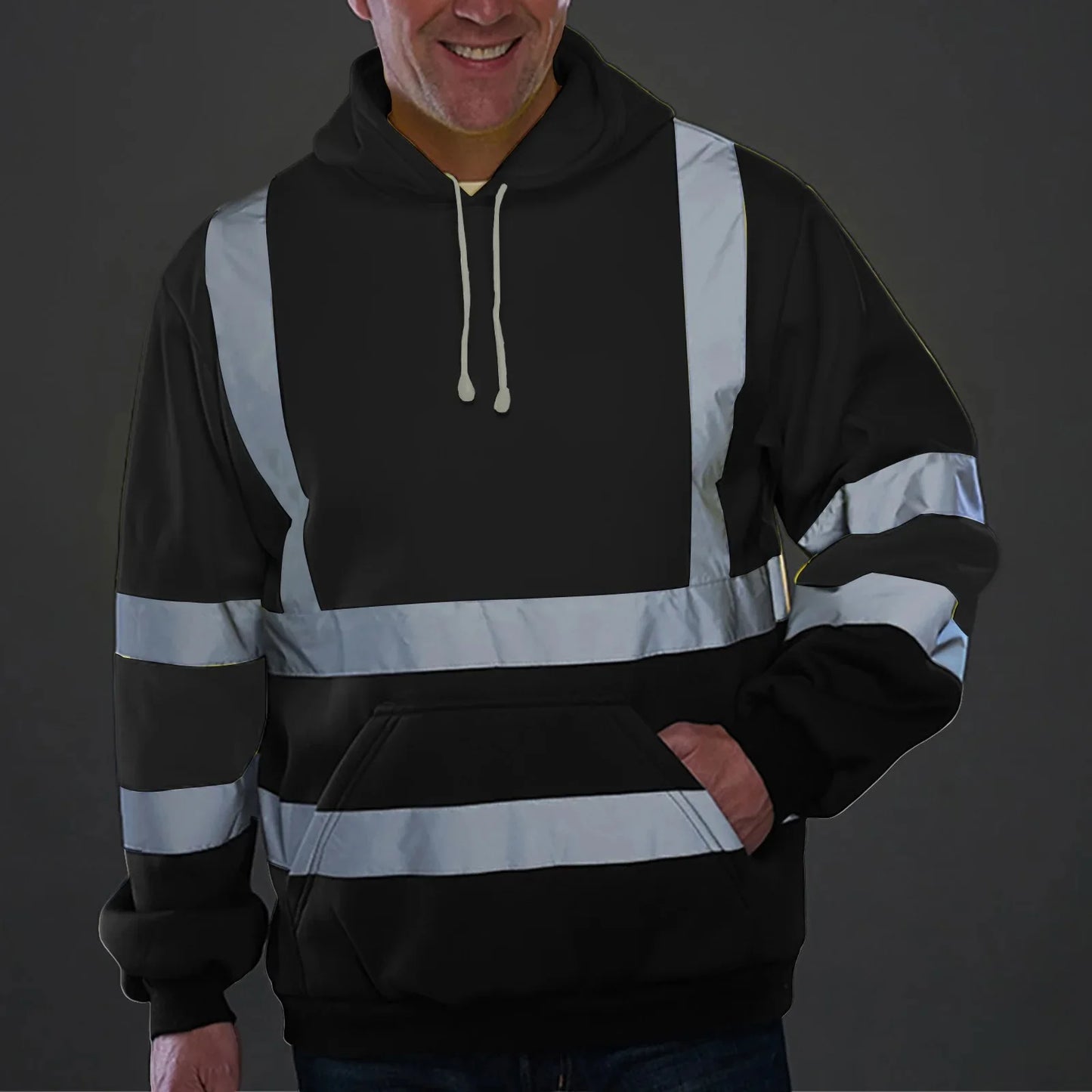 Men's Fleece Lined Reflective Outdoor Hoodie