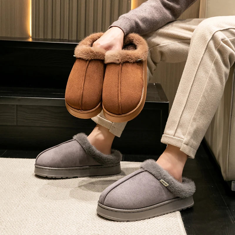 New Fluffy Winter Slippers with Thick Sole for Indoors