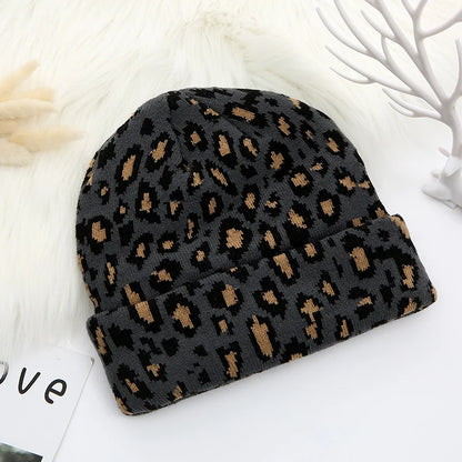 Leopard Print Jacquard Brimless Casual Hat