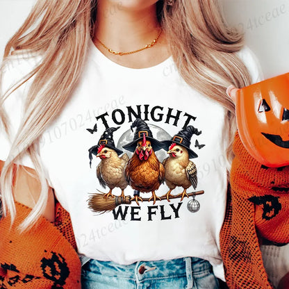 Women's T-shirt, Casual Halloween Chick or Treat Print T-shirt