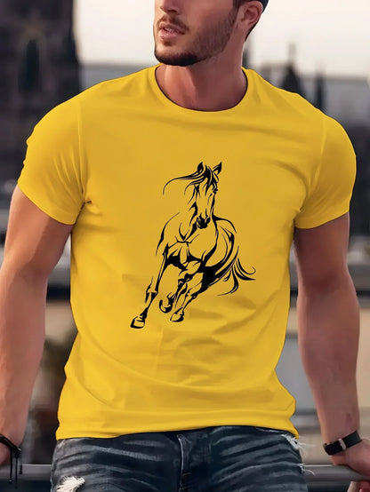 100% pure cotton men's horse print T-shirt