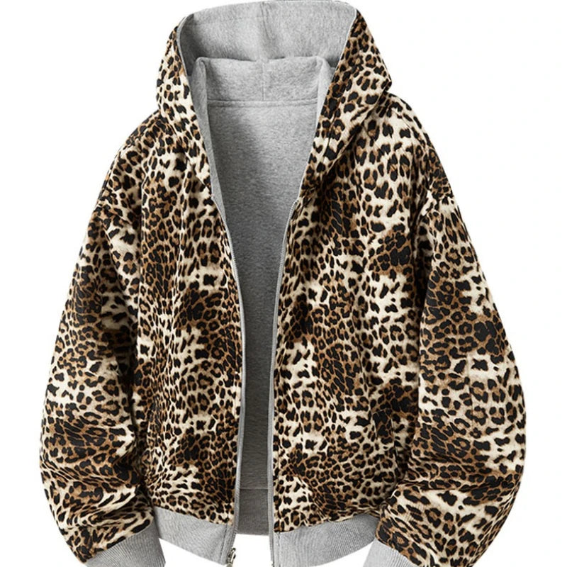 New Designed Leopard Print Double-sided Men's Hoodie