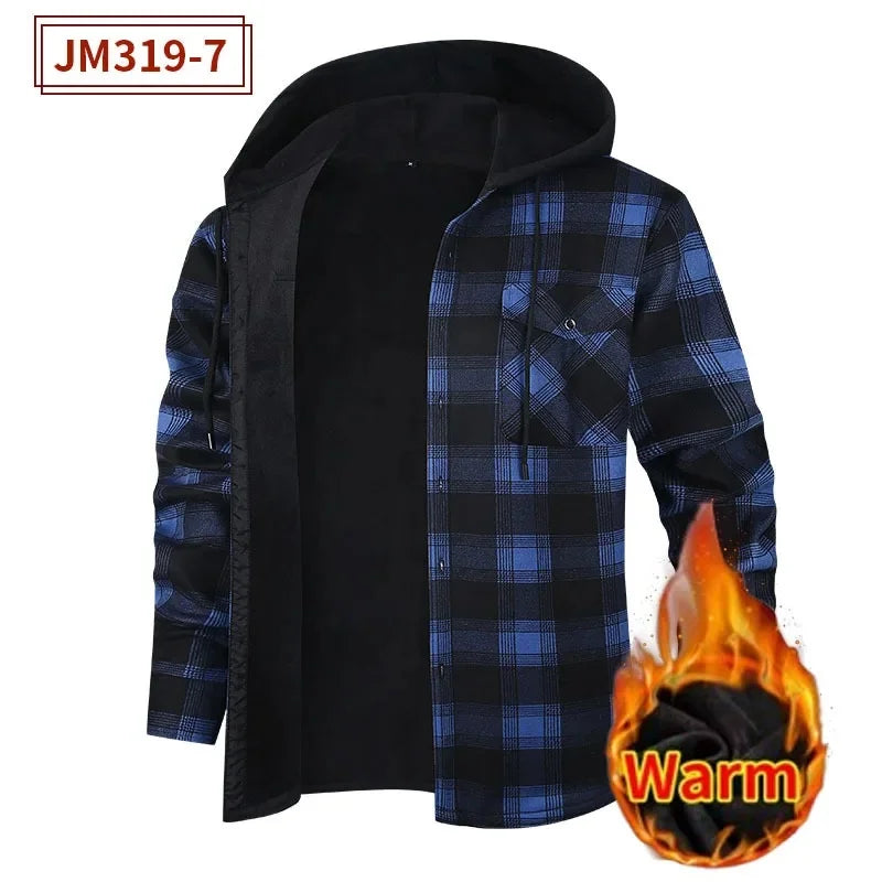 Thickened Flannel Plaid Hoodie