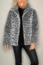 Fashionable Leopard Print Plush Mid-Length Jacket