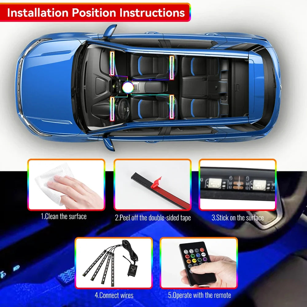 Neon LED Car Interior Foot lights