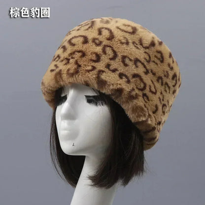Fluffy Leopard Russian Style Winter Hat