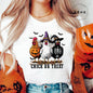 Women's T-shirt, Casual Halloween Chick or Treat Print T-shirt