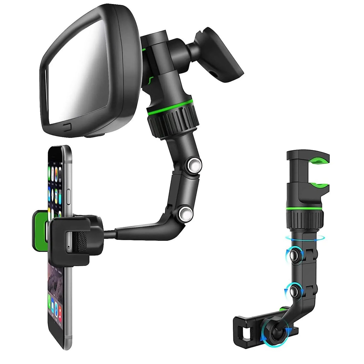 Rearview Mirror Phone Holder 360° Rotatable and Retractable