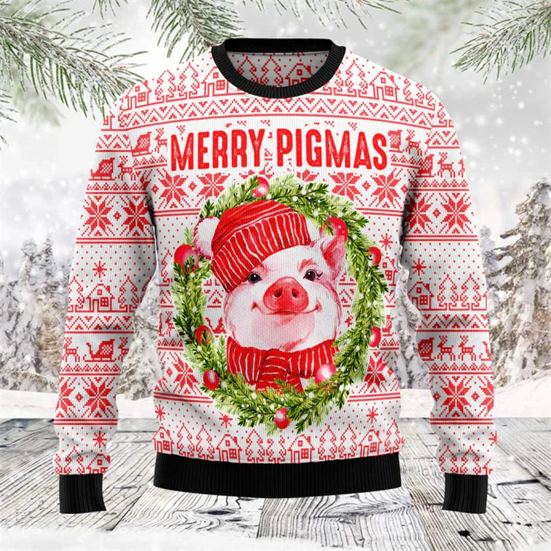 Cute Pig Graphic Christmas Sweater