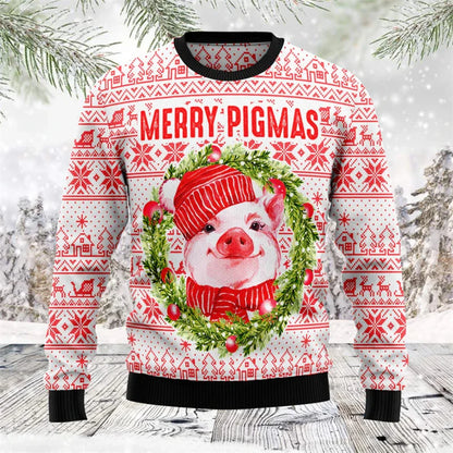 Cute Pig Graphic Christmas Sweater