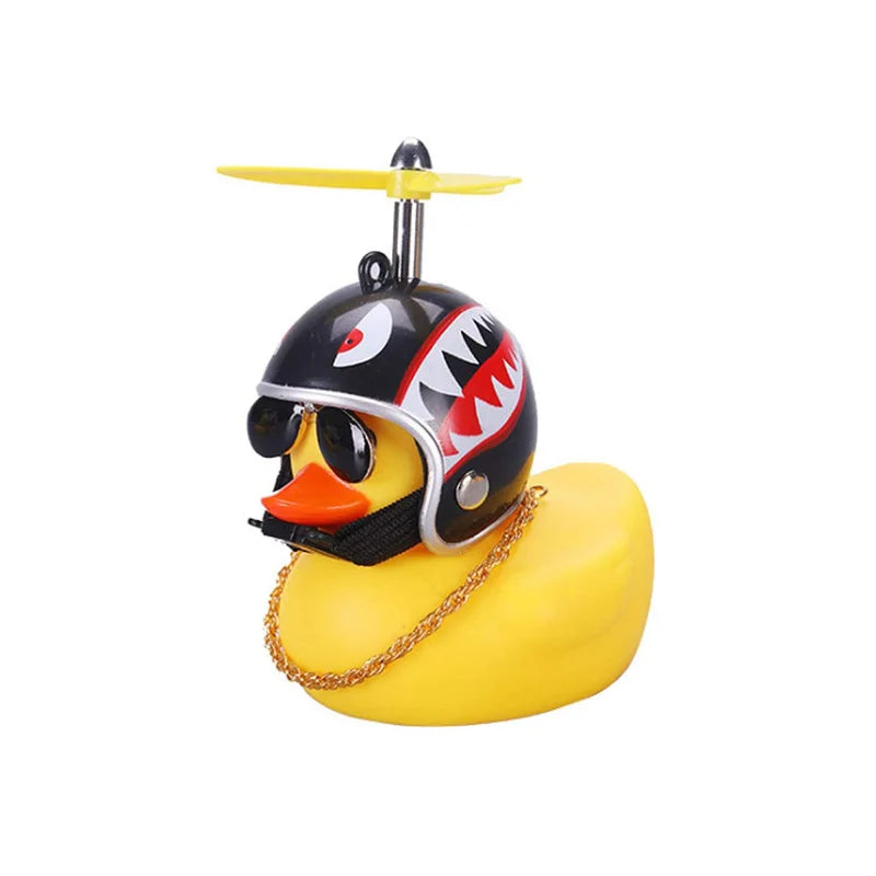 Yellow Duck Car Dashboard Decoration with Cool Glasses Propeller Helmet