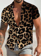 Summer Beach Leopard Pattern Print Men's Button Up Shirt