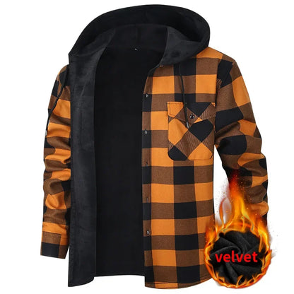 Thickened Flannel Plaid Hoodie