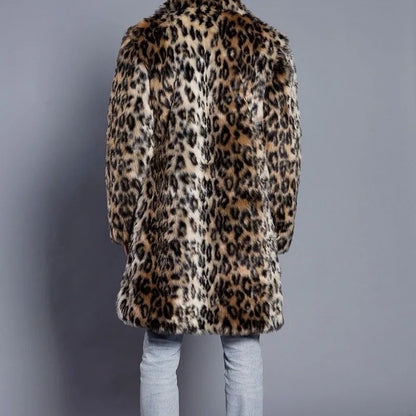 Luxury Men's Leopard Print Suit Overcoat