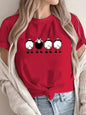 Casual Short Sleeve Top With Four Sheep Cartoon Printed Design