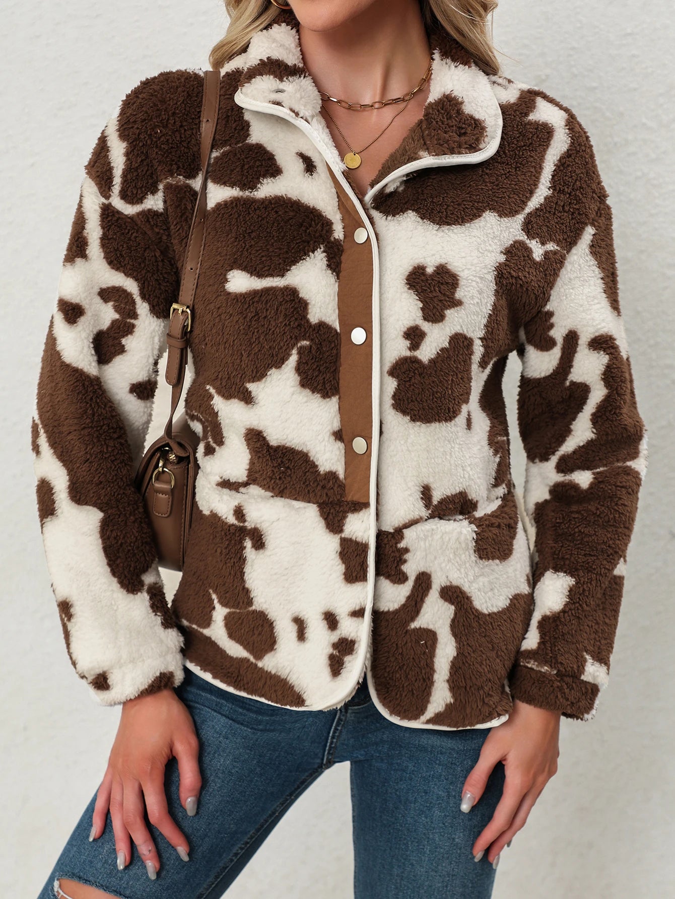 half-button sheepskin jacket