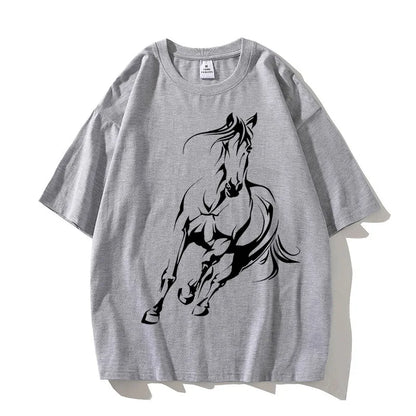 Running Horse Pattern Printed T-shirt