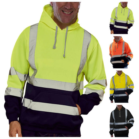 Men's Fleece Lined Reflective Outdoor Hoodie
