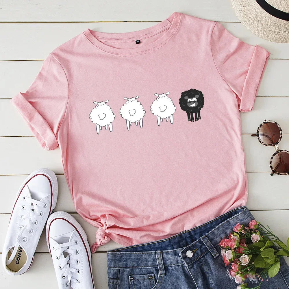 Woman's Sheep Graphic Short Sleeve T-Shirt