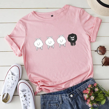 Woman's Sheep Graphic Short Sleeve T-Shirt