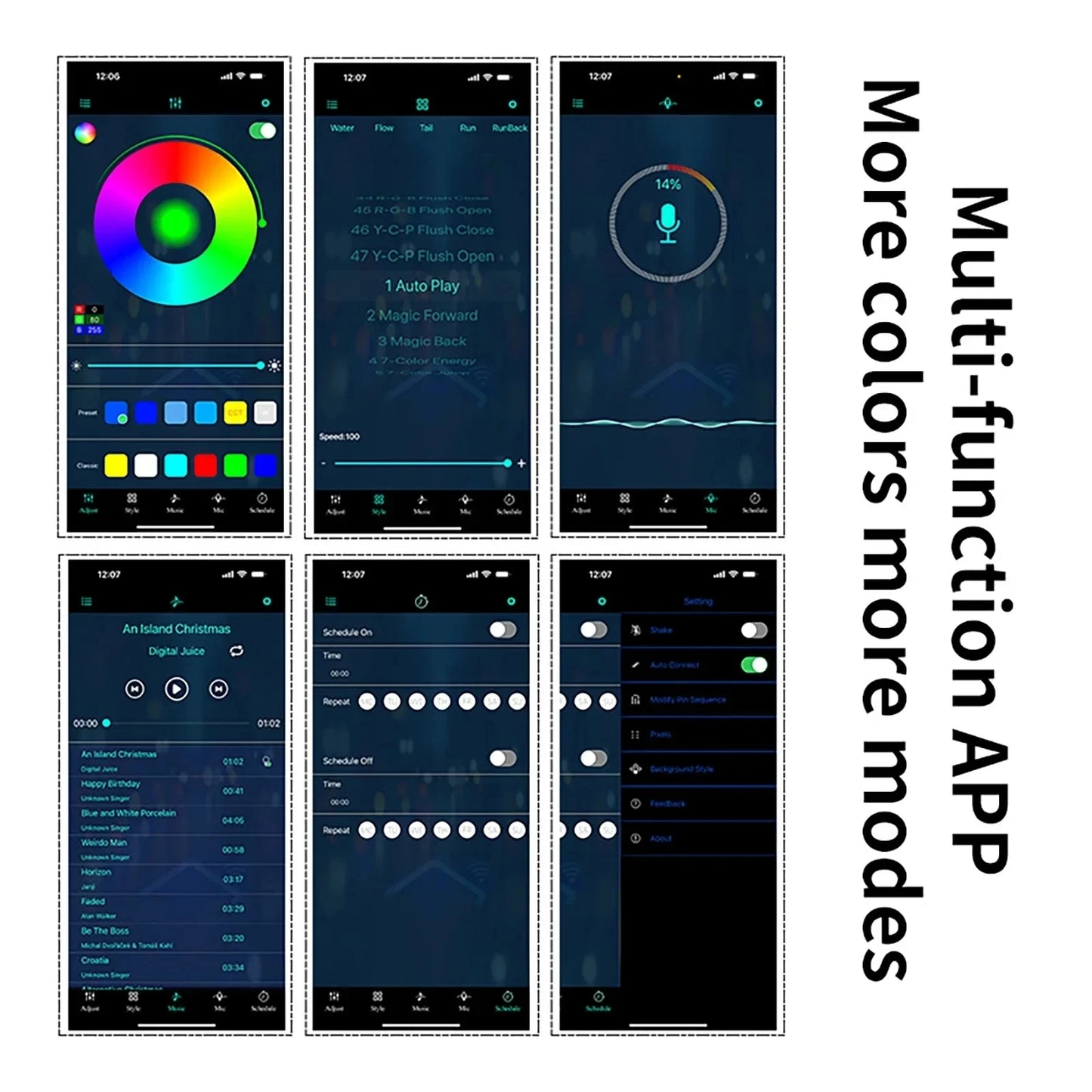 2/3/4/5M RGB Car Interior Ambient LED Light Strip