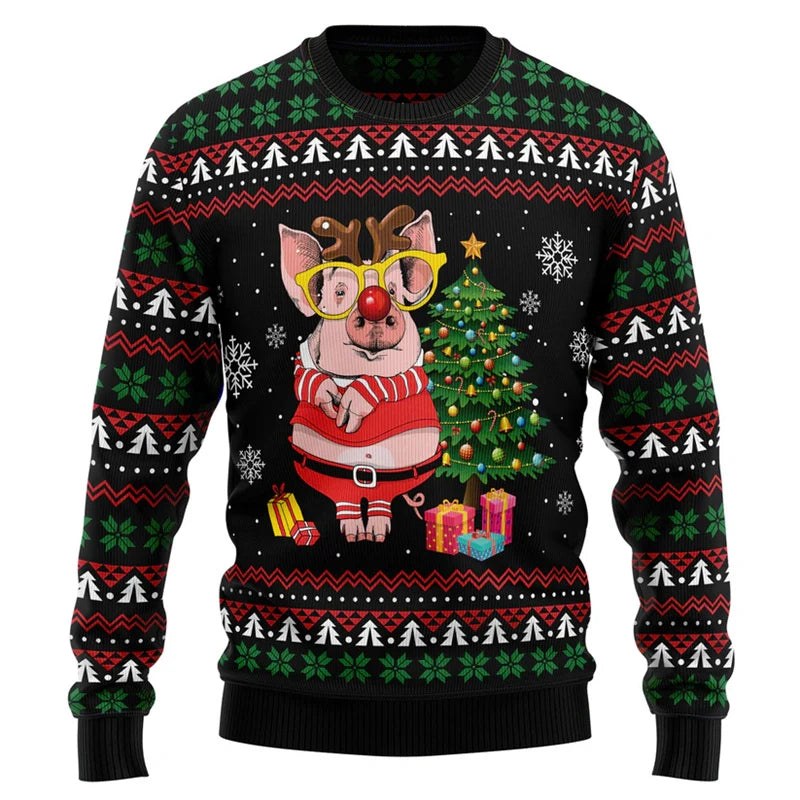 Cute Pig Graphic Christmas Sweater