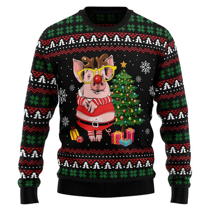 Cute Pig Graphic Christmas Sweater