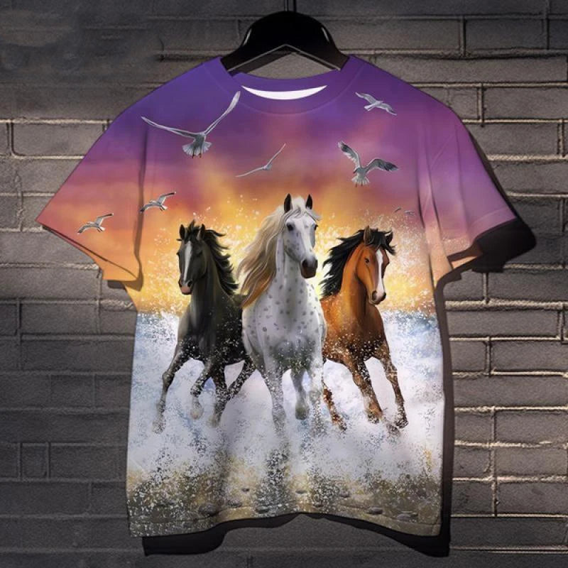 3D Horse Printed Designed T-Shirts