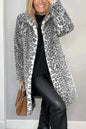 Fashionable Leopard Print Plush Mid-Length Jacket