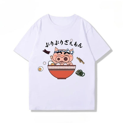 Japanese Style Funny Pig Cartoon Short Sleeve T-shirt
