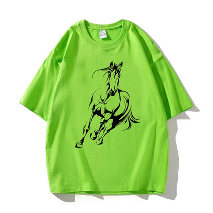 Running Horse Pattern Printed T-shirt