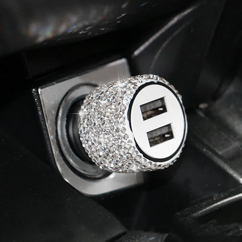 New Bling USB Car Charger 5V 2.1A Dual Port Fast Adapter