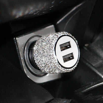 New Bling USB Car Charger 5V 2.1A Dual Port Fast Adapter