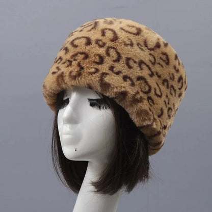 Fluffy Leopard Russian Style Winter Hat