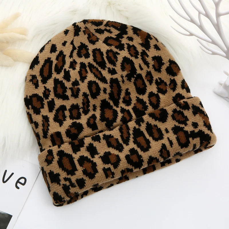 Leopard Print Jacquard Brimless Casual Hat