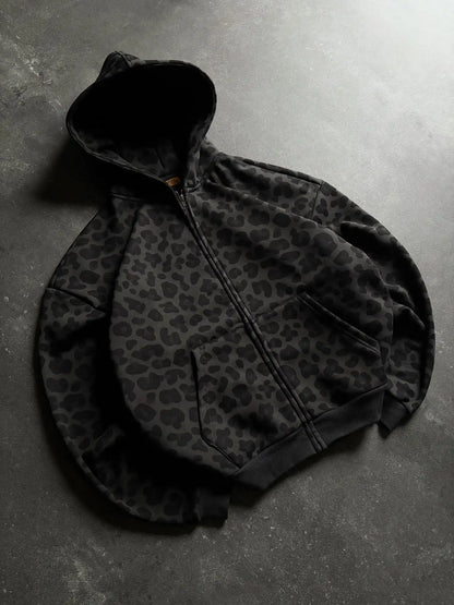 Retro Leopard Print Hooded