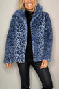 Fashionable Leopard Print Plush Mid-Length Jacket