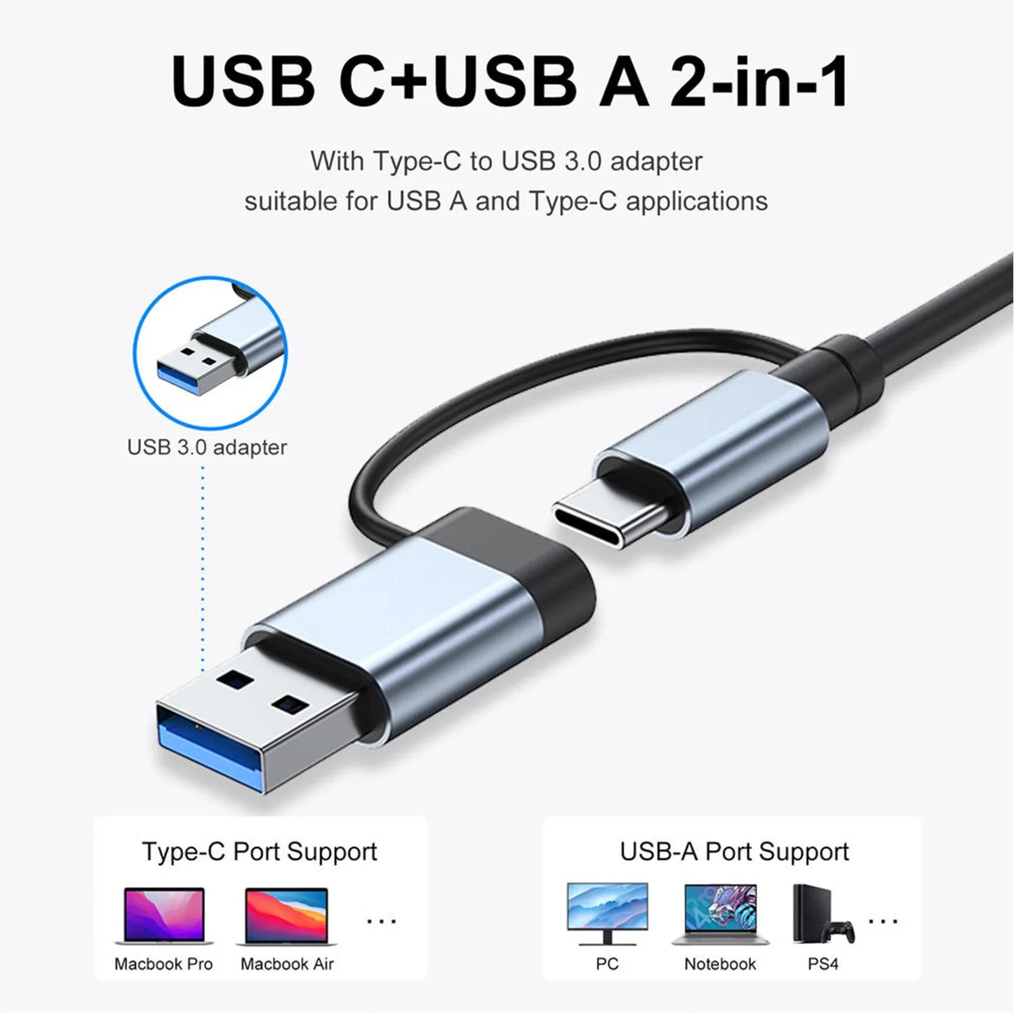 Aluminum 7 in 1 USB -HUB Extender