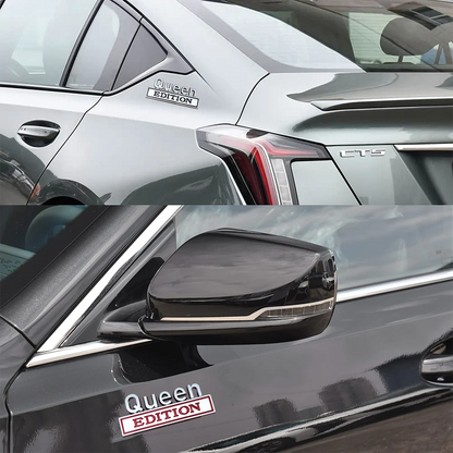 1/2PC QUEEN EDITION 3D Metal Chrome Car Styling Decals Sticker