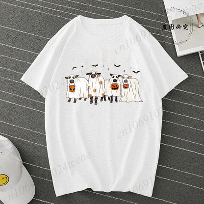 Cows Halloween Print Women's T-Shirt
