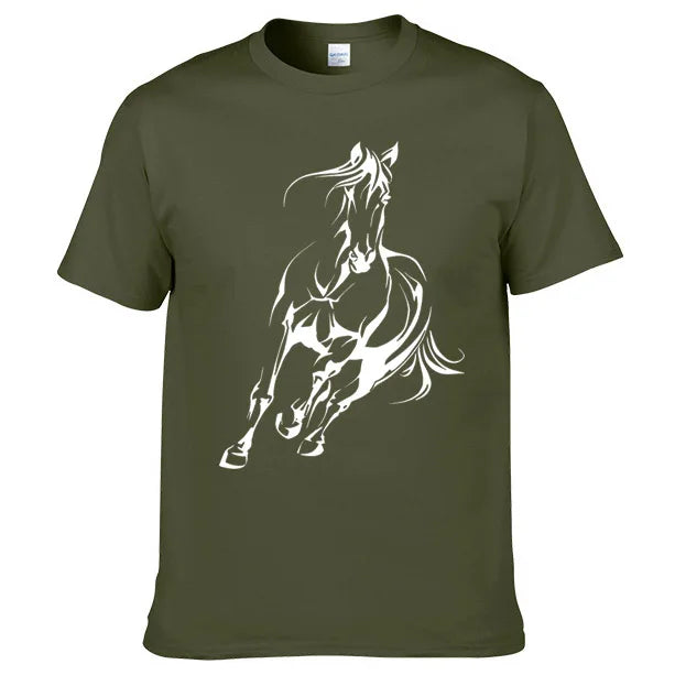 Running Horse Pattern Printed T-shirt