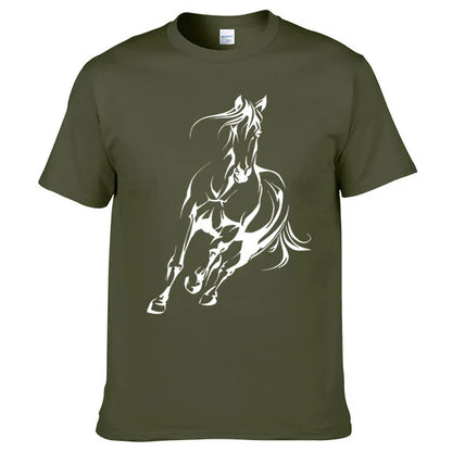 Running Horse Pattern Printed T-shirt
