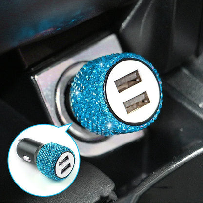 New Bling USB Car Charger 5V 2.1A Dual Port Fast Adapter