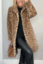 Fashionable Leopard Print Plush Mid-Length Jacket