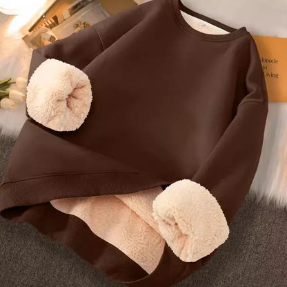 Trendy Fleece Lined Thickened Hoodless Woman's Sweatshirt