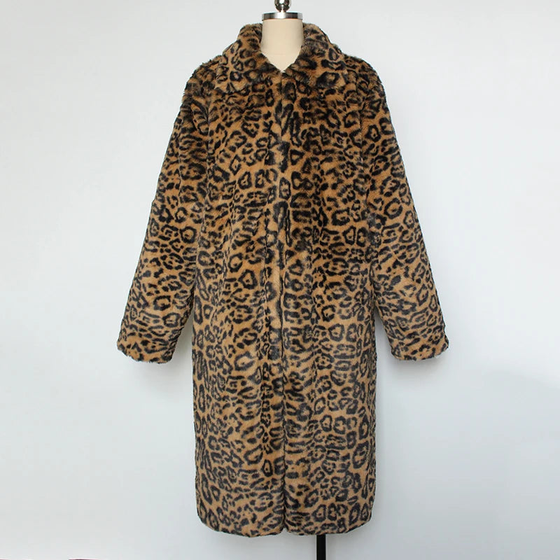 Leopard Print Men's Faux Fur Coat