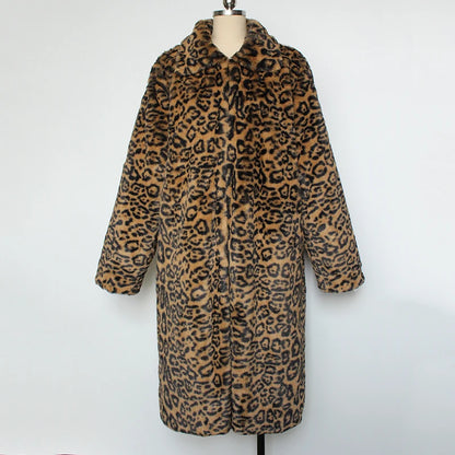 Leopard Print Men's Faux Fur Coat
