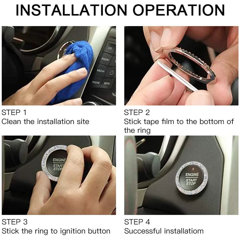 2/1Pcs Start Stop Push Button Engine Ignition Switch Protective Cover